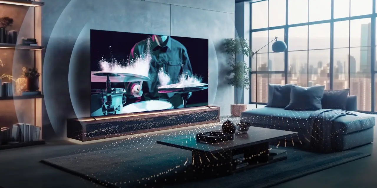 Hisense U7N filling a living room with immersive sound, no separate soundbar